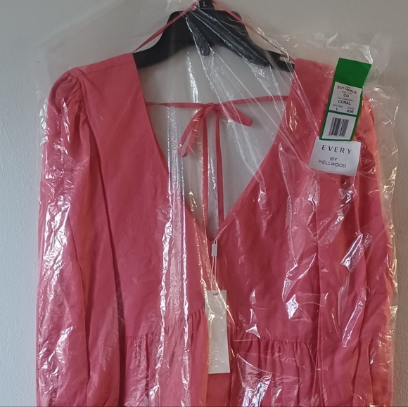 Coral Every V-Neck Linen Blend Sundress - Picture 3 of 7